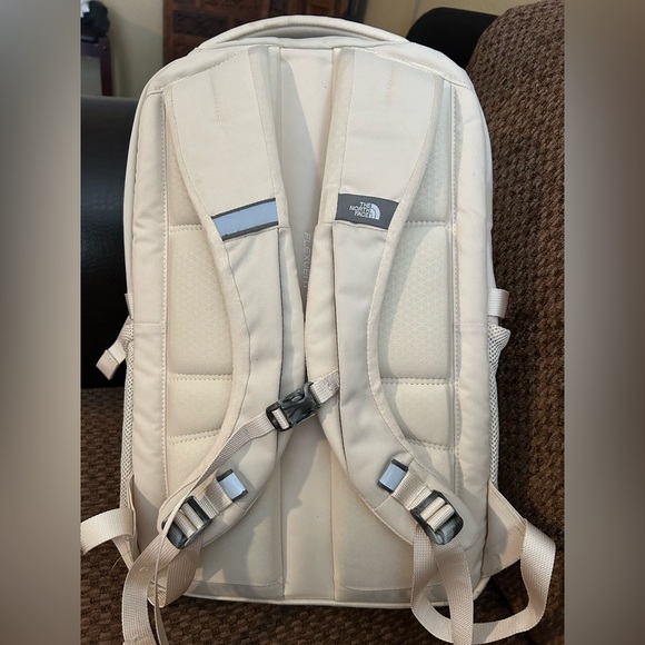 The North Face Cream Backpack with Orange Zipper Pulls - Picture 3 of 9